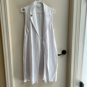 JJill White Collared Long Vest